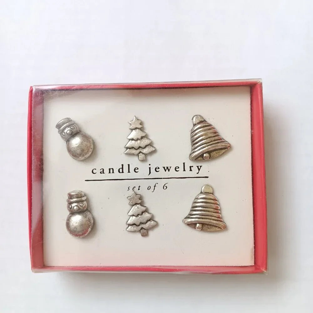 Lot of 2 Pier 1 Pewter Holiday Candle Jewelry Set of 6 And Drink Charms Set of 6